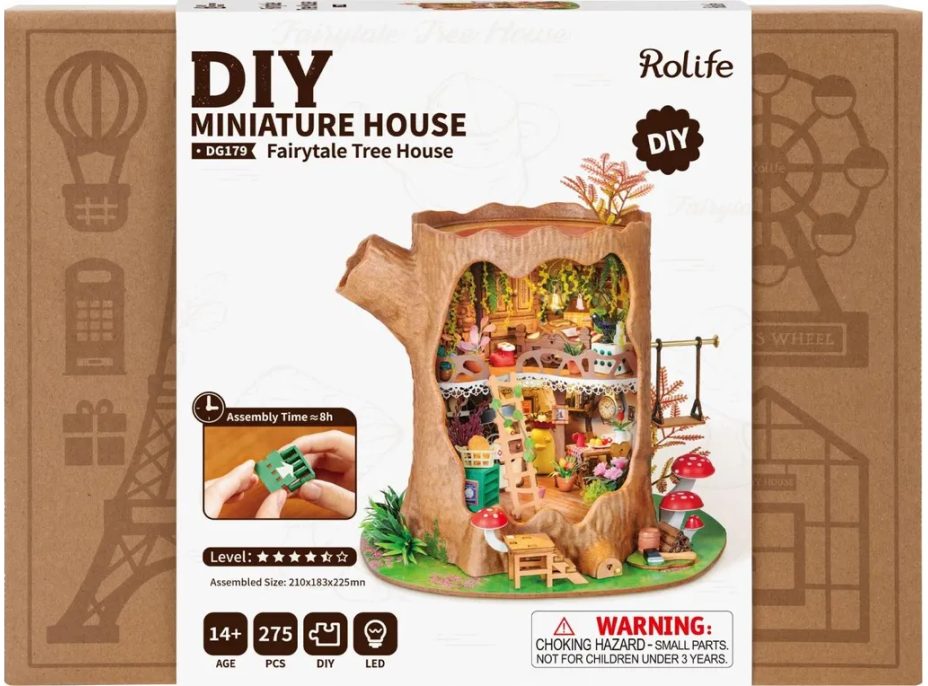 ROBOTIME Rolife DIY 3D dřevěné puzzle Pohádkový domek na stromě s LED osvětlením