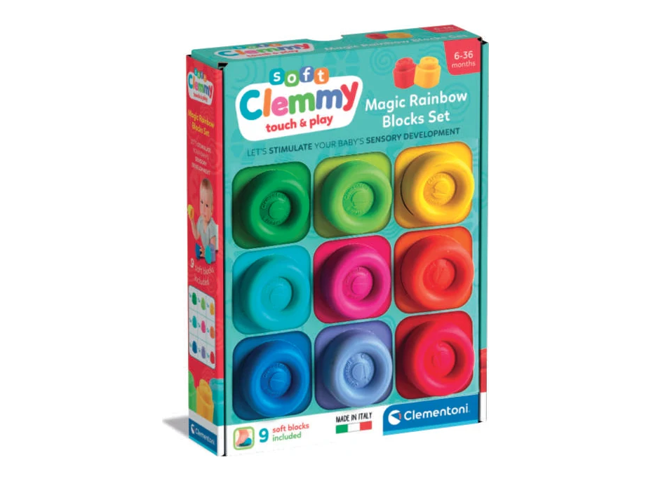 CLEMENTONI Soft Clemmy Sada 9 měkkých kostek