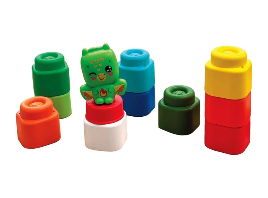 CLEMENTONI Soft Clemmy Sada 10 měkkých kostek + figurka draka