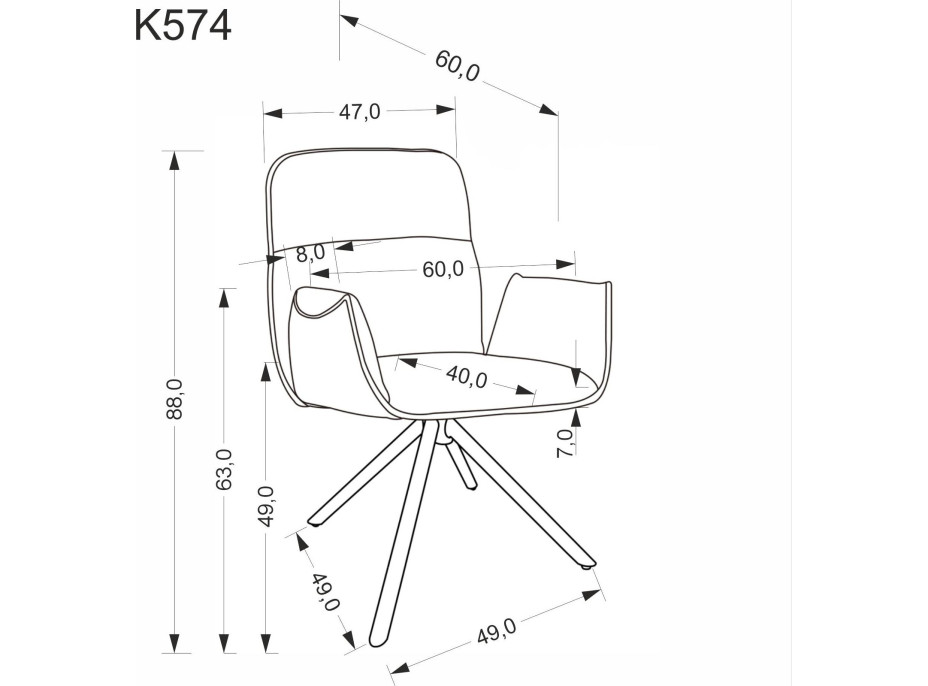 Jídelní otočná židle K574 - tmavě béžová