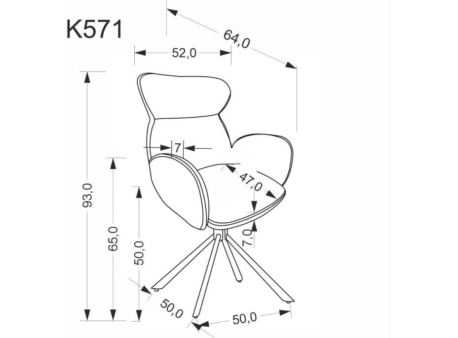 Jídelní otočná židle K571 - skořicově hnědá