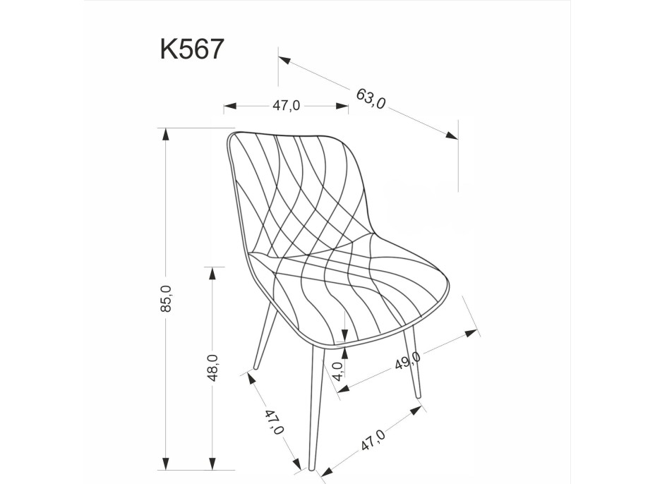 Jídelní židle K-567 - popelavě šedá