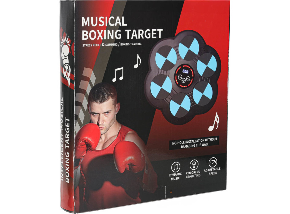 Boxerský nástěnný trenažér KX3007 s hudbou, LED a USB + rukavice