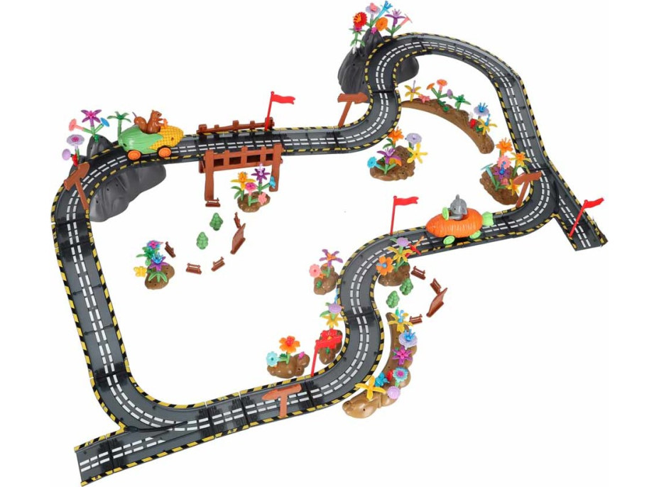 Magnetická závodní dráha - 2 svítící vozidla - 310 prvků