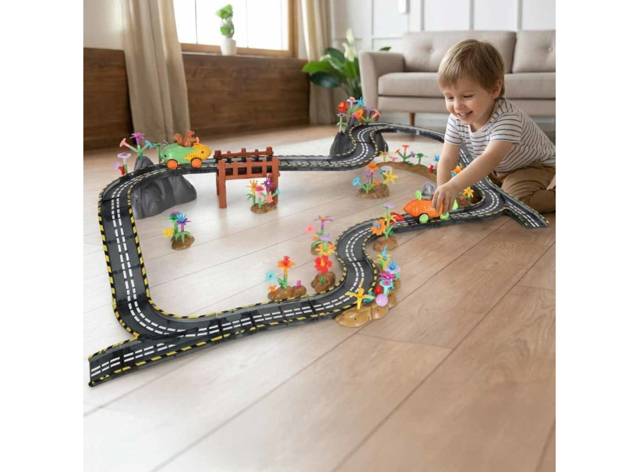 Magnetická závodní dráha - 2 svítící vozidla - 310 prvků