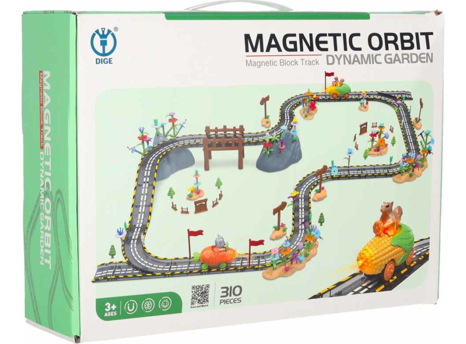 Magnetická závodní dráha - 2 svítící vozidla - 310 prvků