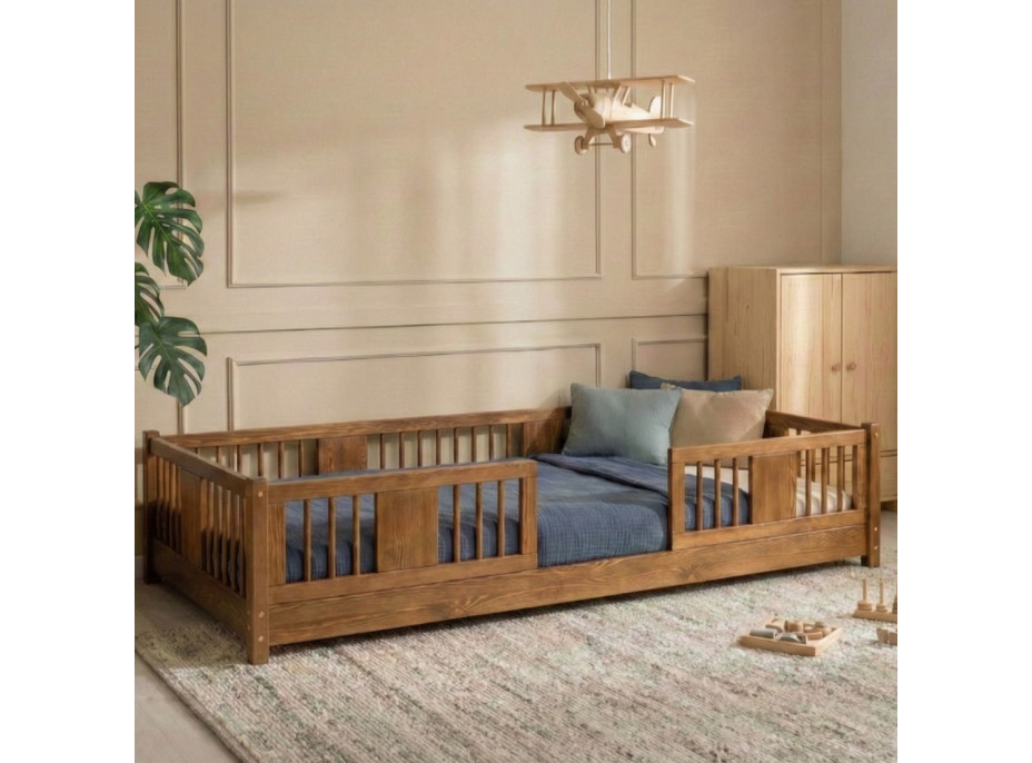 Dětská Montessori postel z masivu borovice LUNA - 160x80 cm