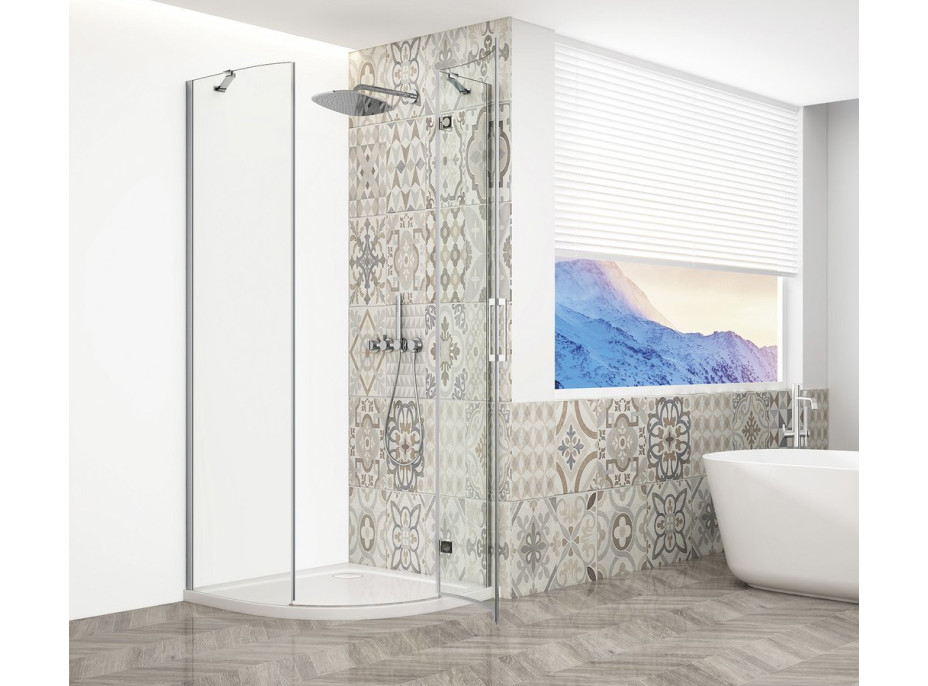 Gelco TRINITY CHROME čtvrtkruhový sprchový kout 900x900mm, čiré sklo, pravé GT6590CR-CH