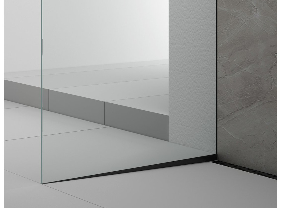 Polysan ARCHITEX sada pro uchycení skla podlaha-stěna se spádovou lištou, 1615x2105mm, levá, černá mat AX2116BL