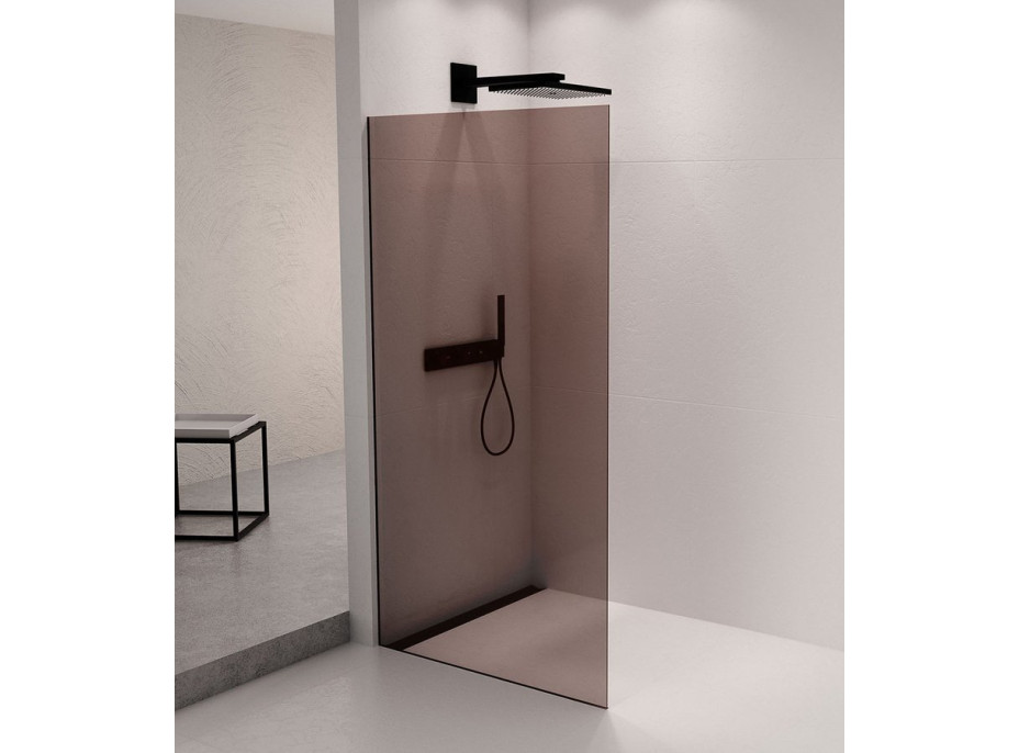 Polysan ARCHITEX sada pro uchycení skla podlaha-stěna se spádovou lištou, 1615x2105mm, levá, černá mat AX2116BL