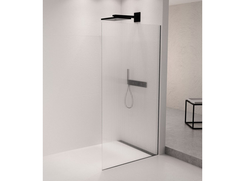 Polysan ARCHITEX sada pro uchycení skla podlaha-stěna se spádovou lištou, 1615x2105mm, pravá, černá mat AX2116BR