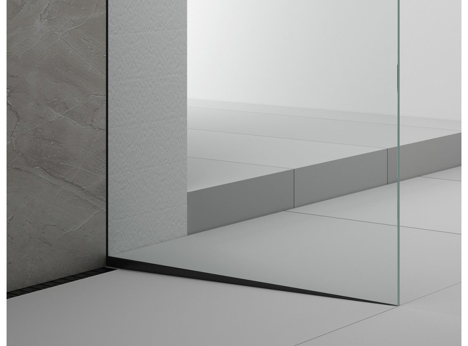 Polysan ARCHITEX sada pro uchycení skla podlaha-stěna se spádovou lištou, 1615x2105mm, pravá, černá mat AX2116BR