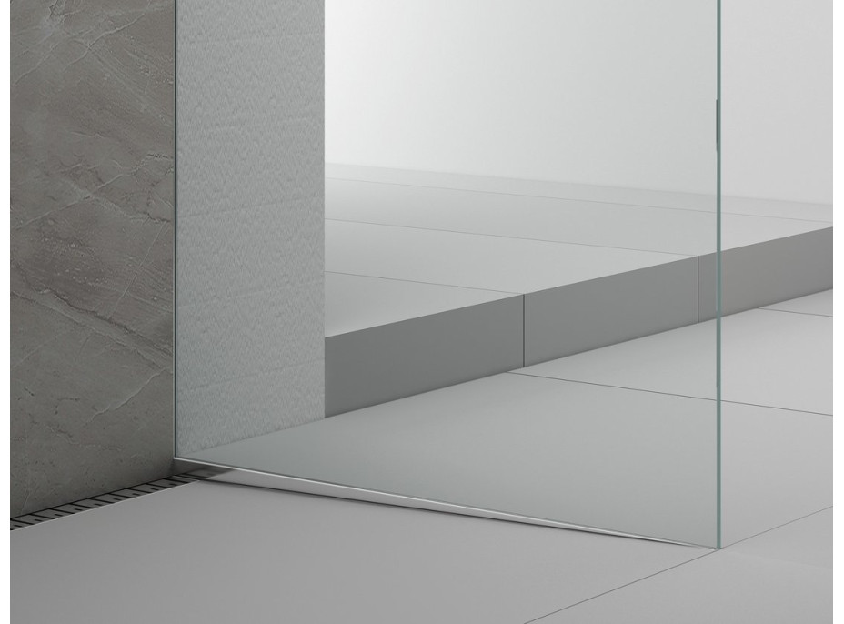 Polysan ARCHITEX sada pro uchycení skla podlaha-stěna se spádovou lištou, 1615x2105mm, pravá, leštěný hliník AX2116R