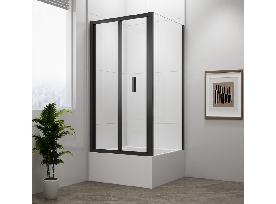 Polysan DEEP BLACK obdélníkový sprchový kout 1000x900mm L/P varianta, čiré sklo MD1910B-02