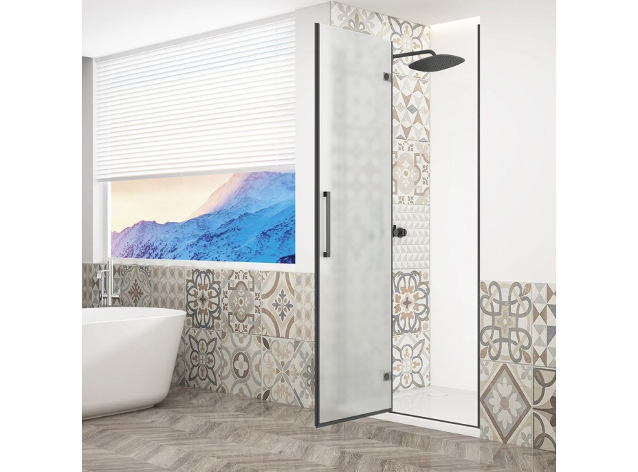 Gelco TRINITY BLACK sprchové dveře do niky 900mm, matné sklo, levé GT1290ML-B