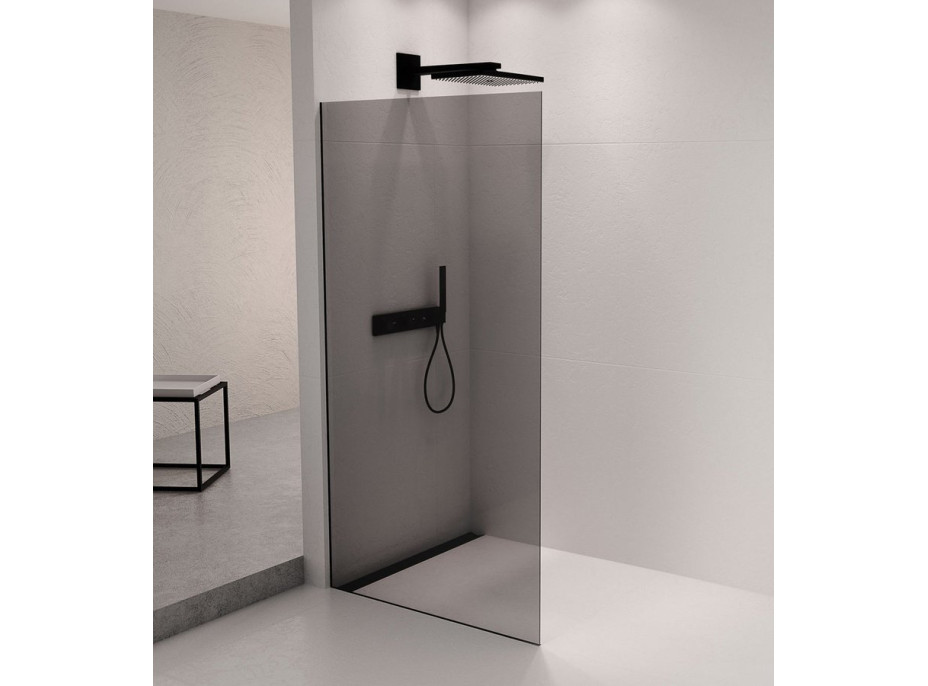 Polysan ARCHITEX sada pro uchycení skla podlaha-stěna se spádovou lištou, 1615x2105mm, levá, černá mat AX2116BL