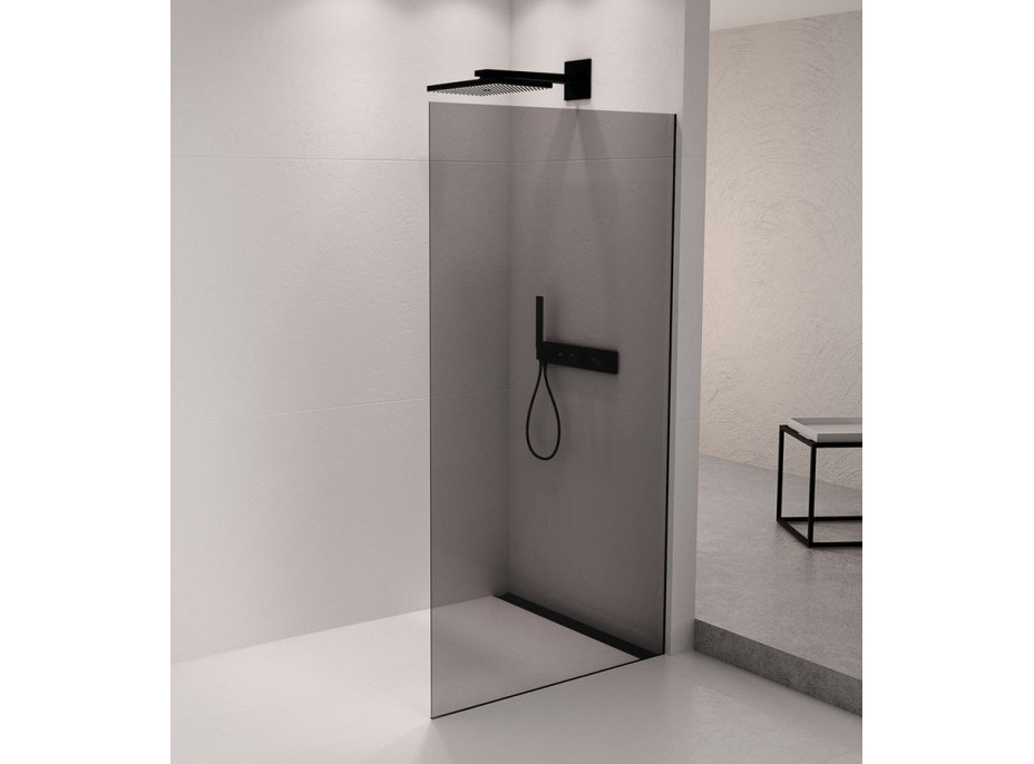 Polysan ARCHITEX sada pro uchycení skla podlaha-stěna se spádovou lištou, 1615x2105mm, pravá, černá mat AX2116BR