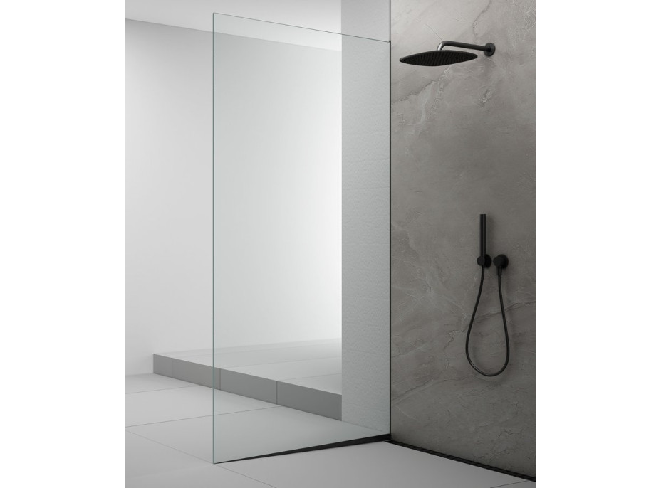 Polysan ARCHITEX sada pro uchycení skla podlaha-stěna se spádovou lištou, 1615x2105mm, levá, černá mat AX2116BL