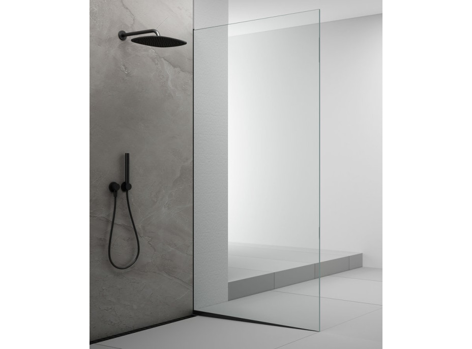 Polysan ARCHITEX sada pro uchycení skla podlaha-stěna se spádovou lištou, 1615x2105mm, pravá, černá mat AX2116BR