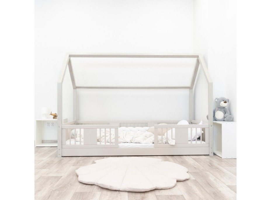 Dětská domečková Montessori postel z masivu borovice LUNA L - 180x80 cm