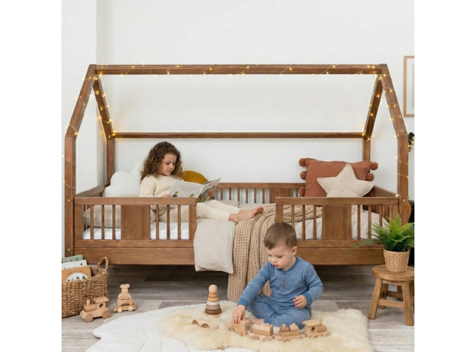 Dětská domečková postel z masivu borovice LUNA L 20 - 160x80 cm