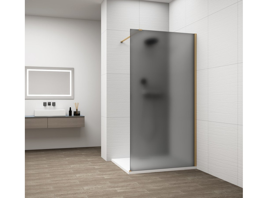 Polysan ESCA GOLD MATT jednodílná sprchová zástěna k instalaci ke stěně, kouřové matné sklo, 700 mm ES1470-04