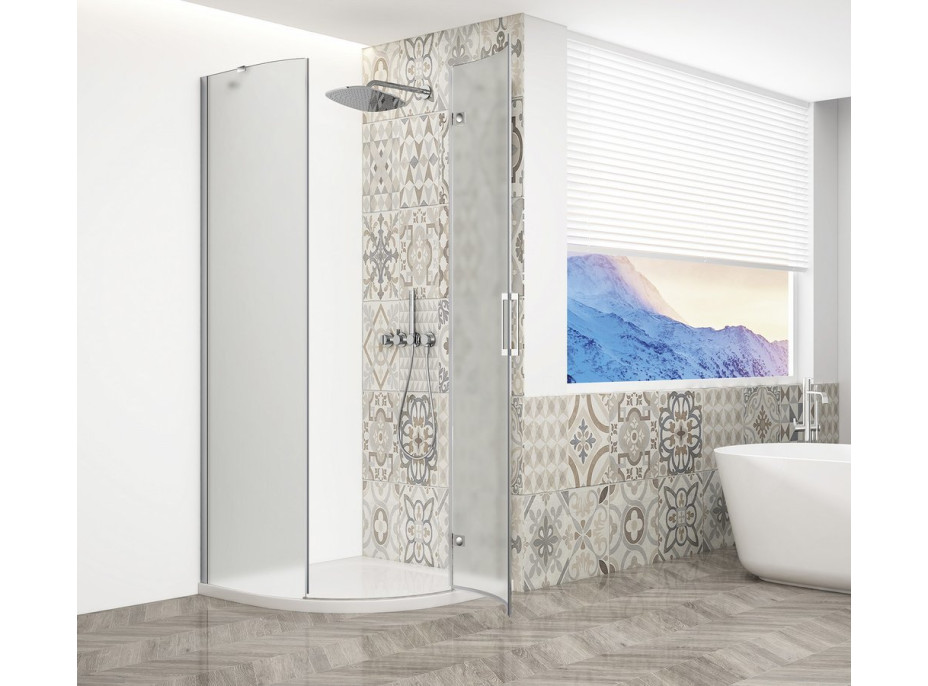 Gelco TRINITY CHROME čtvrtkruhový sprchový kout 900x900mm, matné sklo, pravé GT6590MR-CH