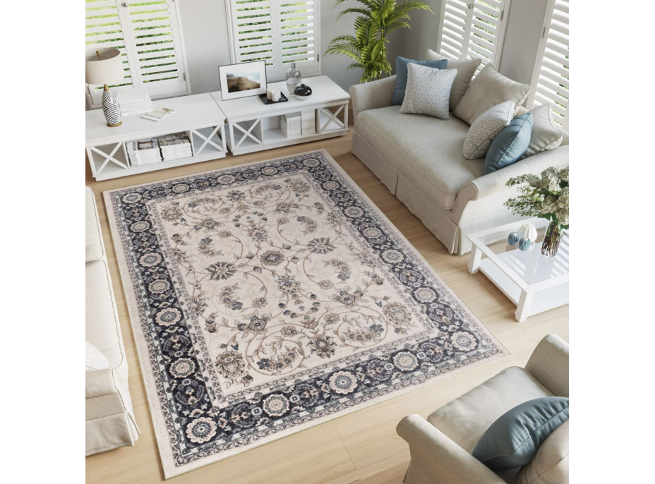 Kusový koberec COLORADO Rim - bílý/modrý, 120x170 cm