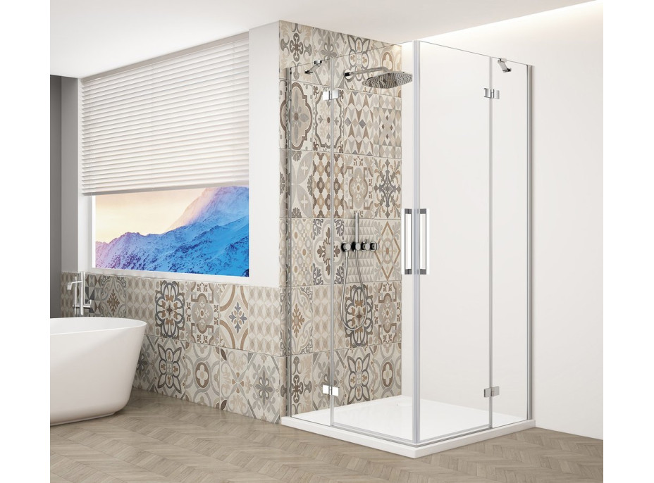 Gelco TRINITY CHROME obdélníkový sprchový kout 1100x800mm, rohový vstup, čiré sklo GT2280-11C-CH