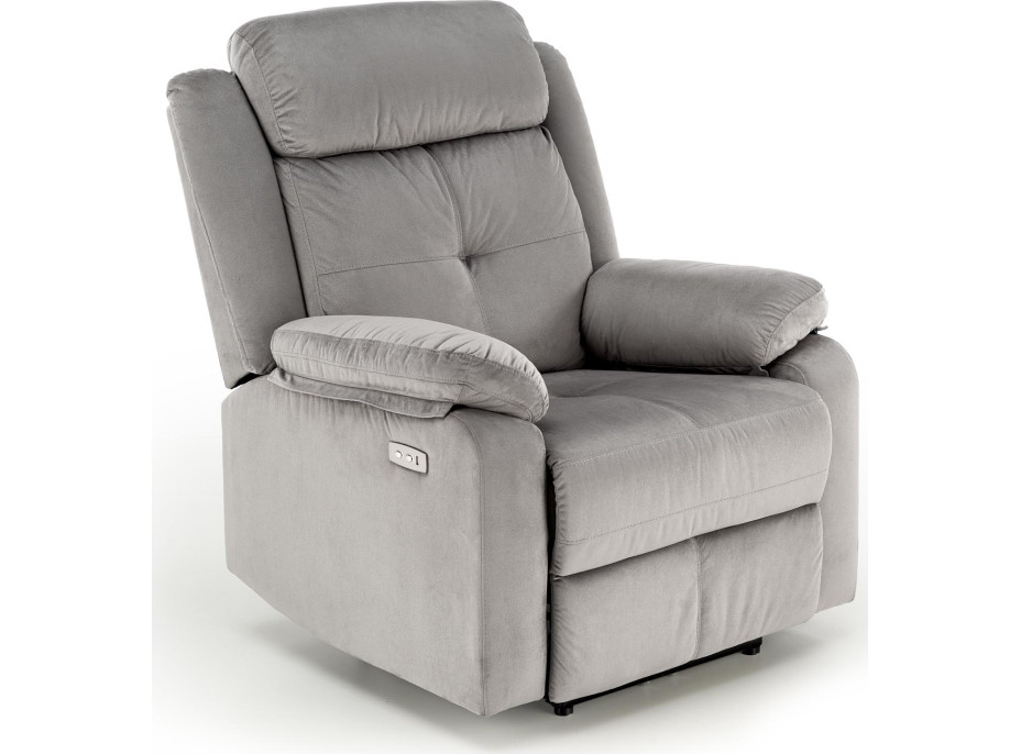 Elektrické polohovací křeslo LORIS - čalouněné látkou - popelavě šedé