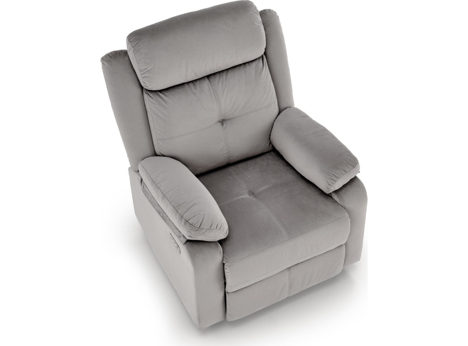 Elektrické polohovací křeslo LORIS - čalouněné látkou - popelavě šedé