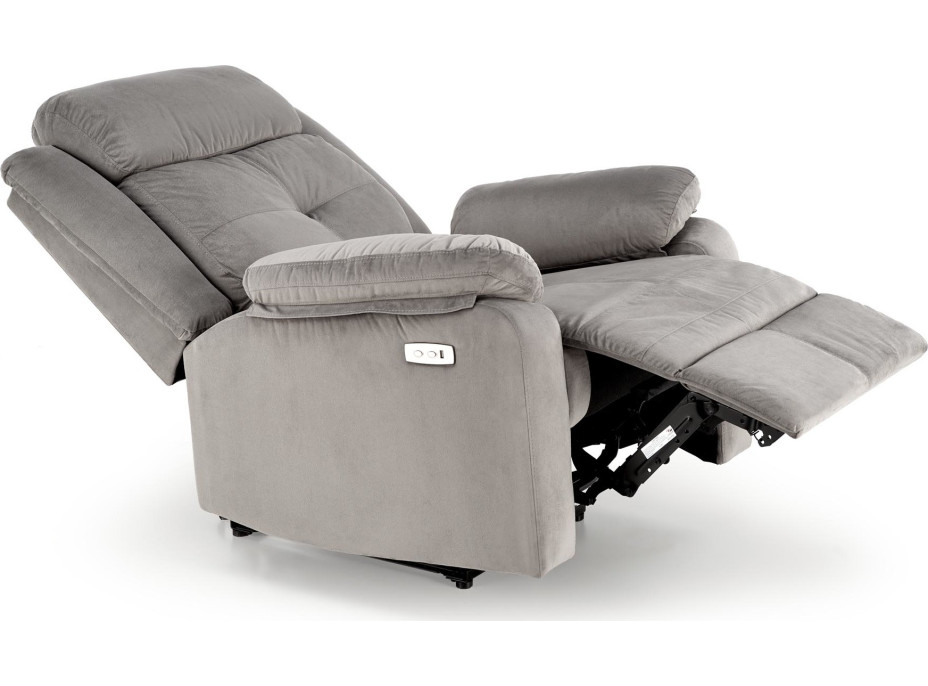 Elektrické polohovací křeslo LORIS - čalouněné látkou - popelavě šedé