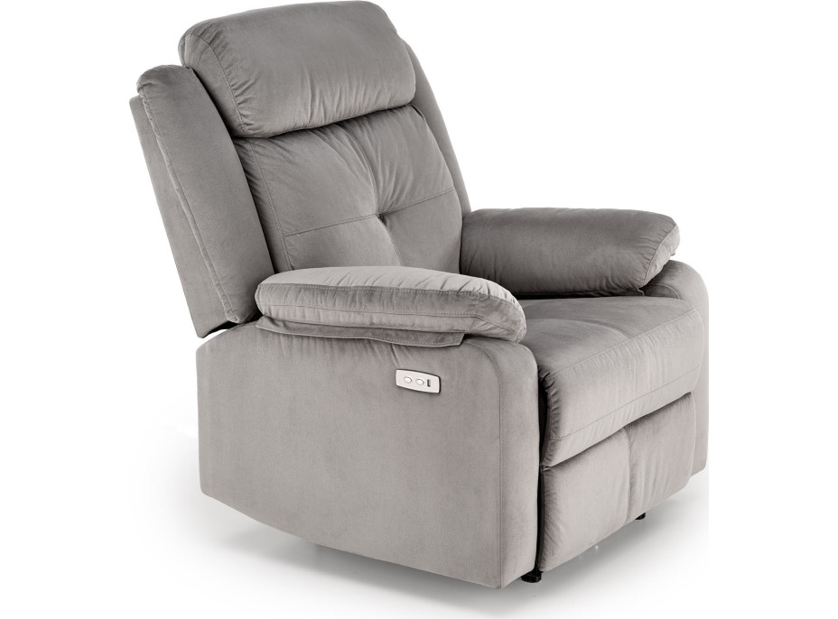 Elektrické polohovací křeslo LORIS - čalouněné látkou - popelavě šedé