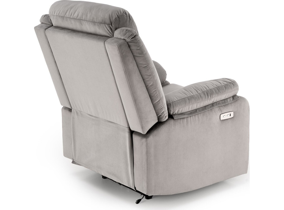 Elektrické polohovací křeslo LORIS - čalouněné látkou - popelavě šedé
