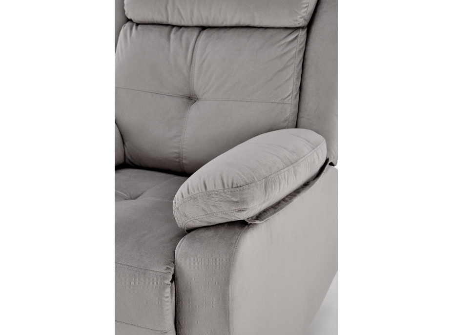 Elektrické polohovací křeslo LORIS - čalouněné látkou - popelavě šedé