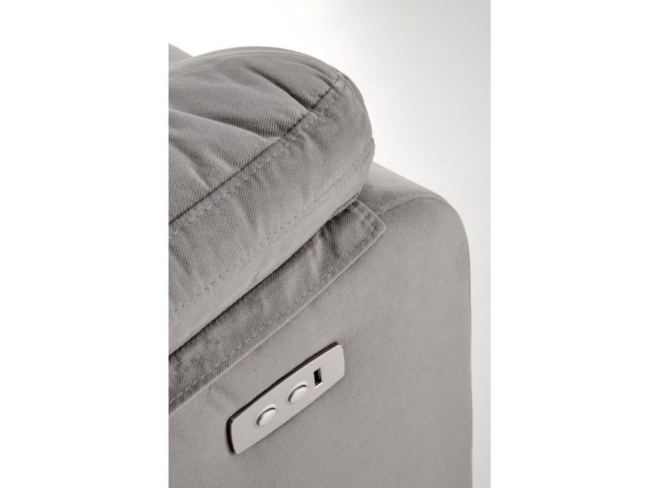 Elektrické polohovací křeslo LORIS - čalouněné látkou - popelavě šedé