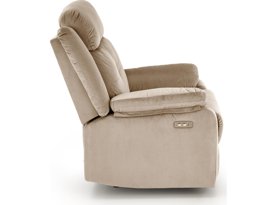 Elektrické polohovací křeslo LORIS - čalouněné látkou - béžové