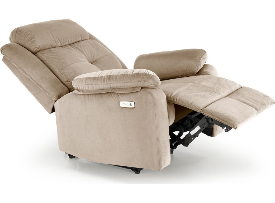 Elektrické polohovací křeslo LORIS - čalouněné látkou - béžové