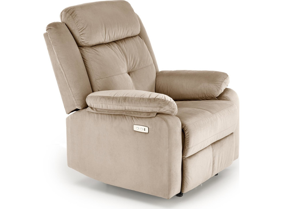Elektrické polohovací křeslo LORIS - čalouněné látkou - béžové