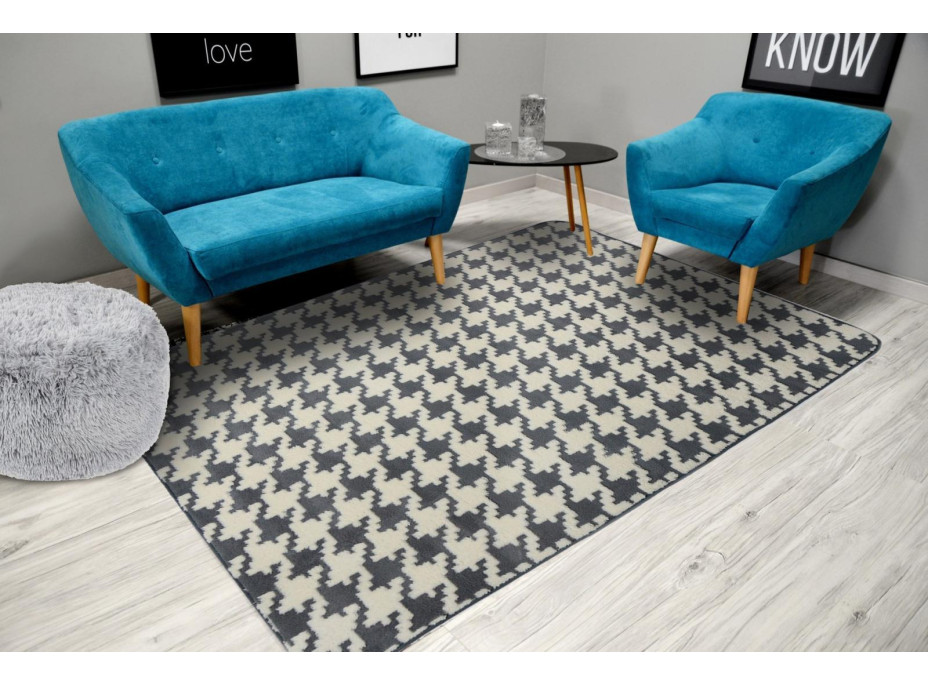 Plyšový koberec 3D Home - Clover - šedý, 140x200 cm