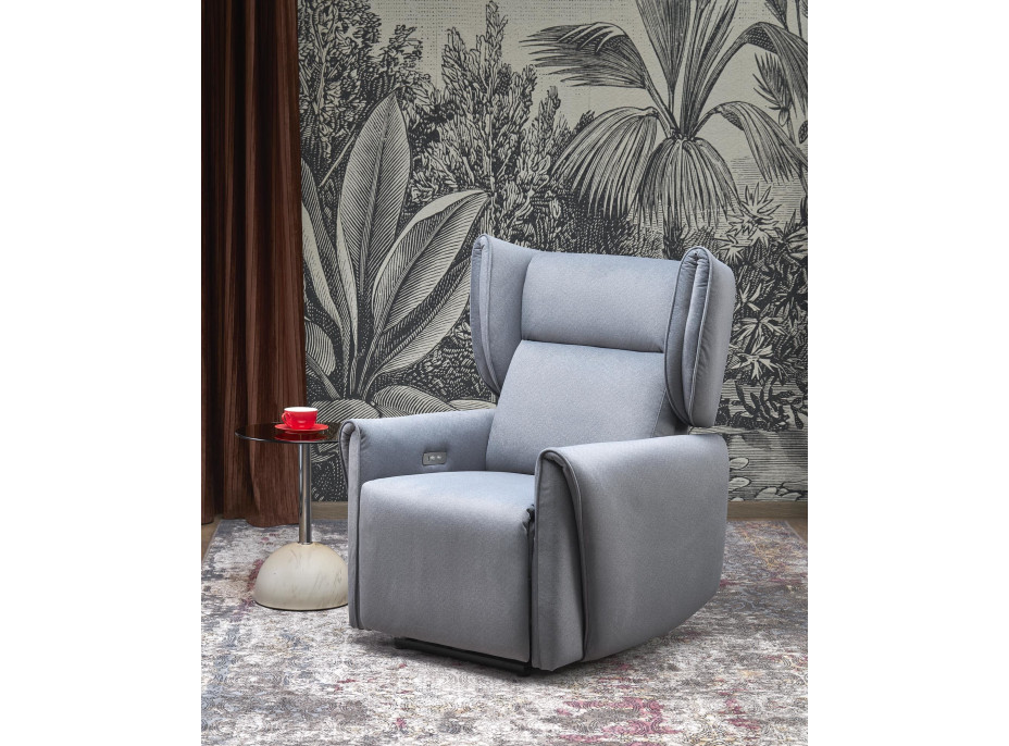 Elektrické polohovací křeslo GELATO - čalouněné látkou - popelavě šedé