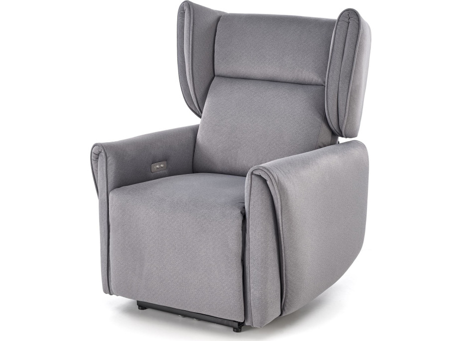 Elektrické polohovací křeslo GELATO - čalouněné látkou - popelavě šedé