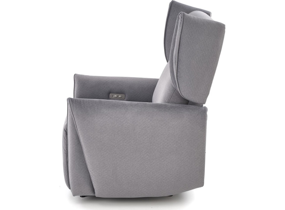 Elektrické polohovací křeslo GELATO - čalouněné látkou - popelavě šedé