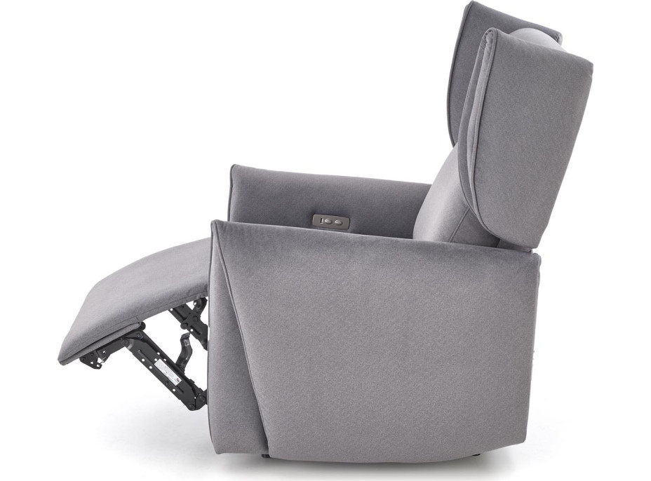 Elektrické polohovací křeslo GELATO - čalouněné látkou - popelavě šedé