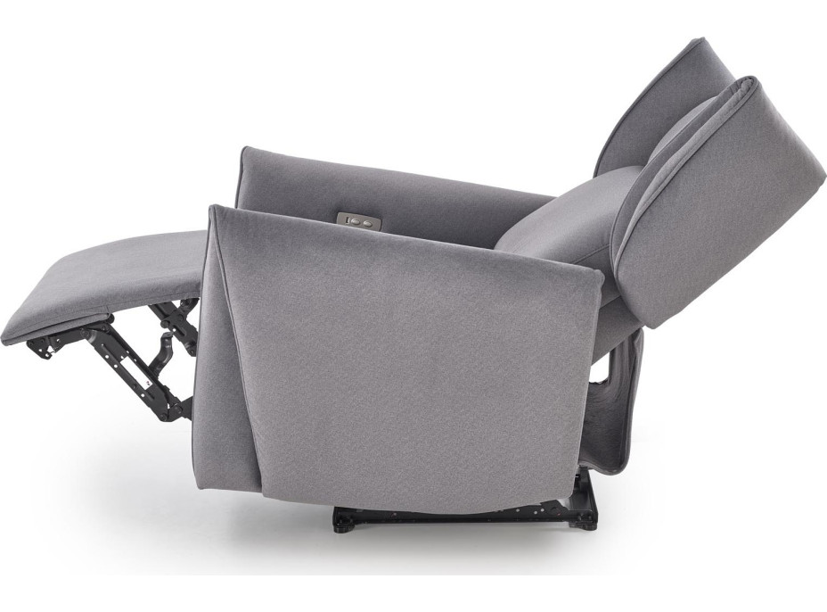 Elektrické polohovací křeslo GELATO - čalouněné látkou - popelavě šedé