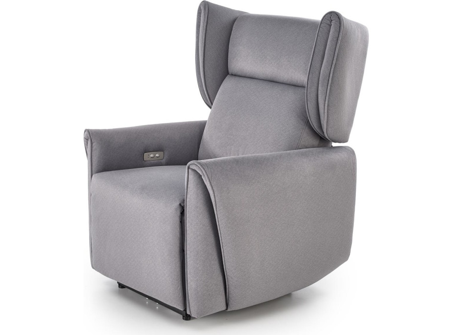 Elektrické polohovací křeslo GELATO - čalouněné látkou - popelavě šedé