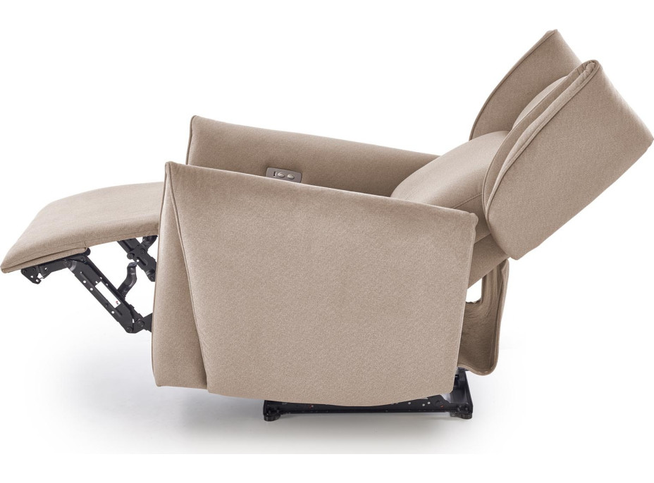 Elektrické polohovací křeslo GELATO - čalouněné látkou - béžové