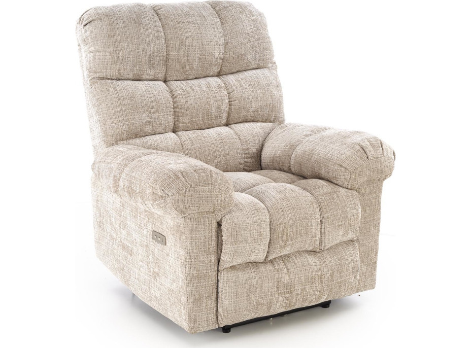 Elektrické polohovací křeslo AMORE - čalouněné látkou - béžové