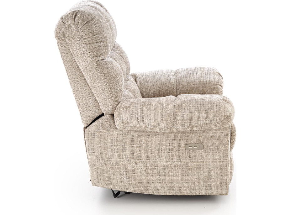 Elektrické polohovací křeslo AMORE - čalouněné látkou - béžové