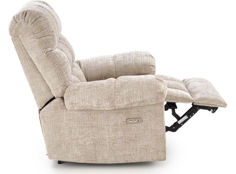 Elektrické polohovací křeslo AMORE - čalouněné látkou - béžové